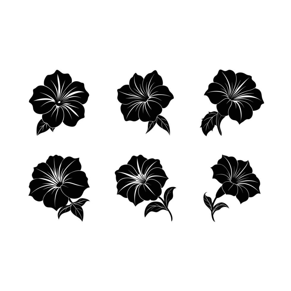 Beautiful and line art design of petunia flowers for printables. vector