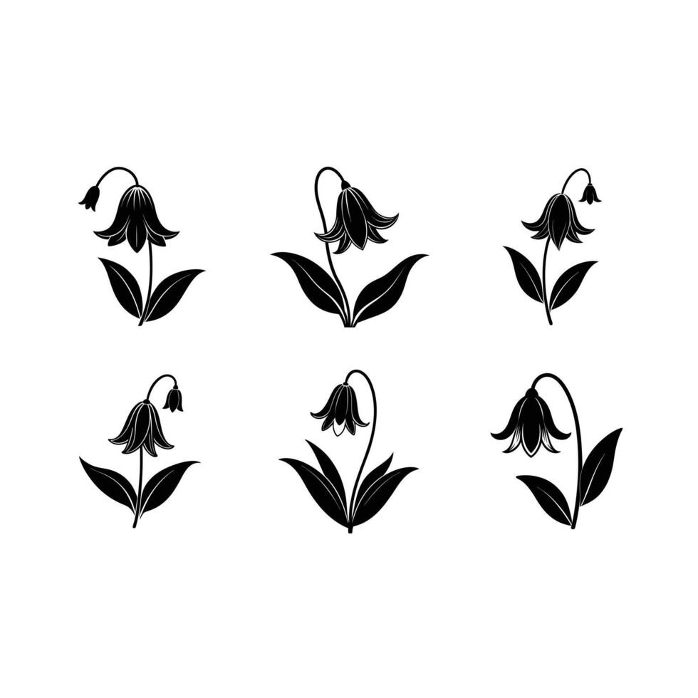 Stunning bluebell flower and line art design for digital graphics. vector