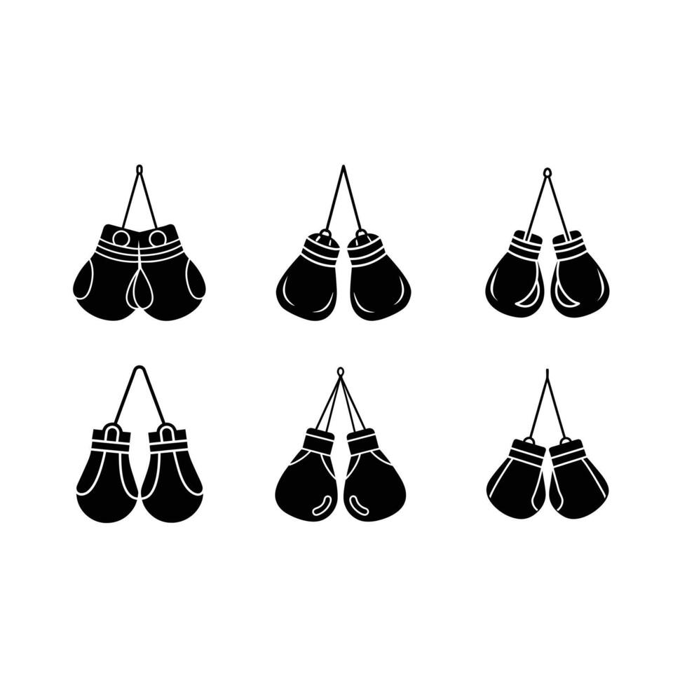 Dynamic hanging boxing gloves art, perfect for sports-themed projects vector