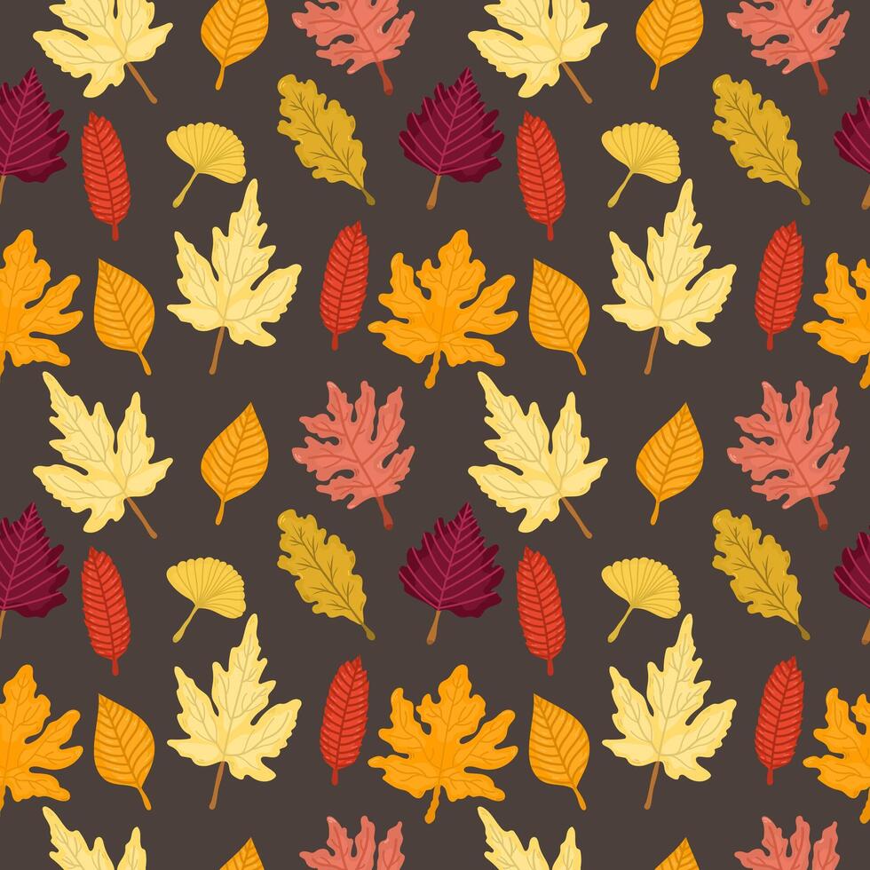 Autumn leaves seamless autumn pattern. Colorful cute design for your projects vector