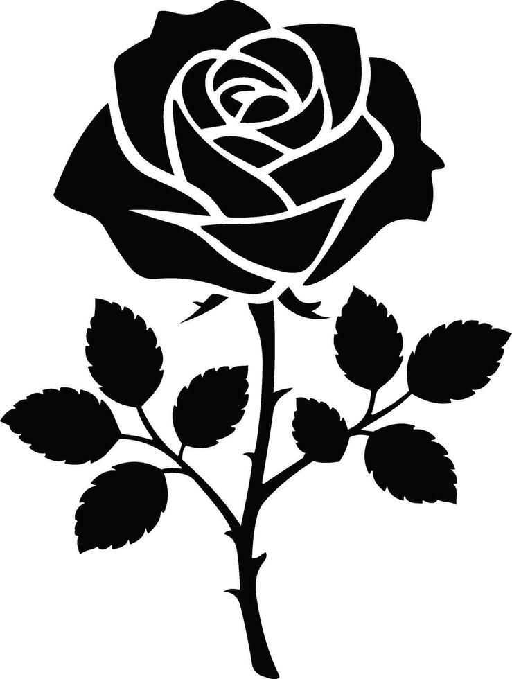 black rose flower Silhouette design vector