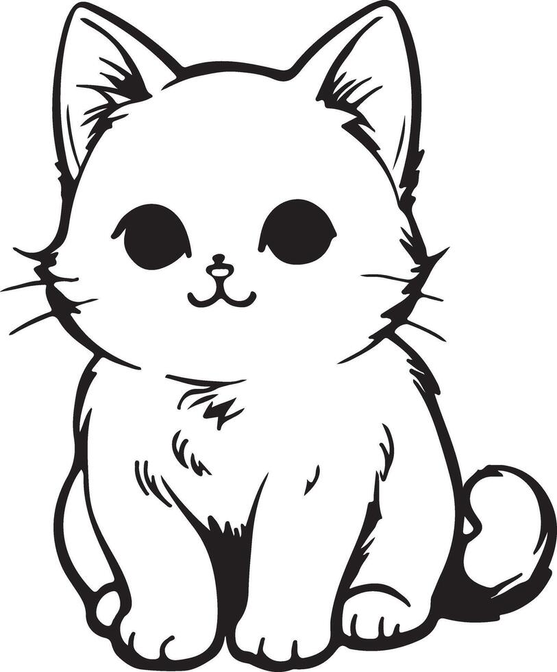 a cute cat seating and white background vector