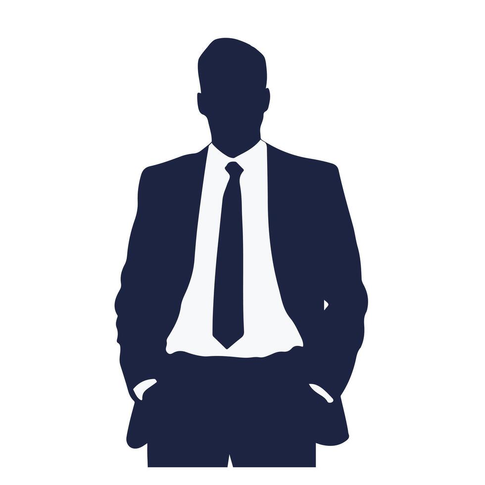 Design a classic businessman icon, showcasing a smart suit, tie, and a briefcase, with a poised and professional look, all in simple, elegant lines to represent. vector