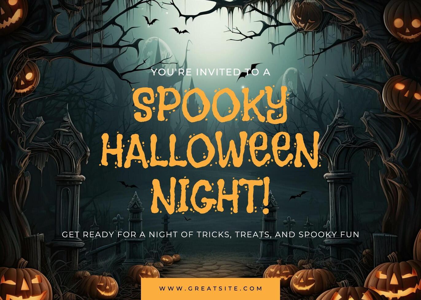 Minimalist Spooky Halloween Night Invitation Card template