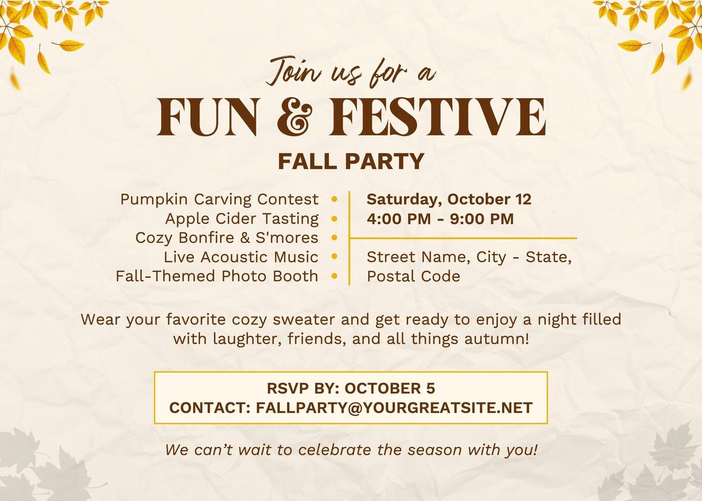 Fall Party Invitation Template 50487190 Template Fall Party Invitation Template 50487190 Template