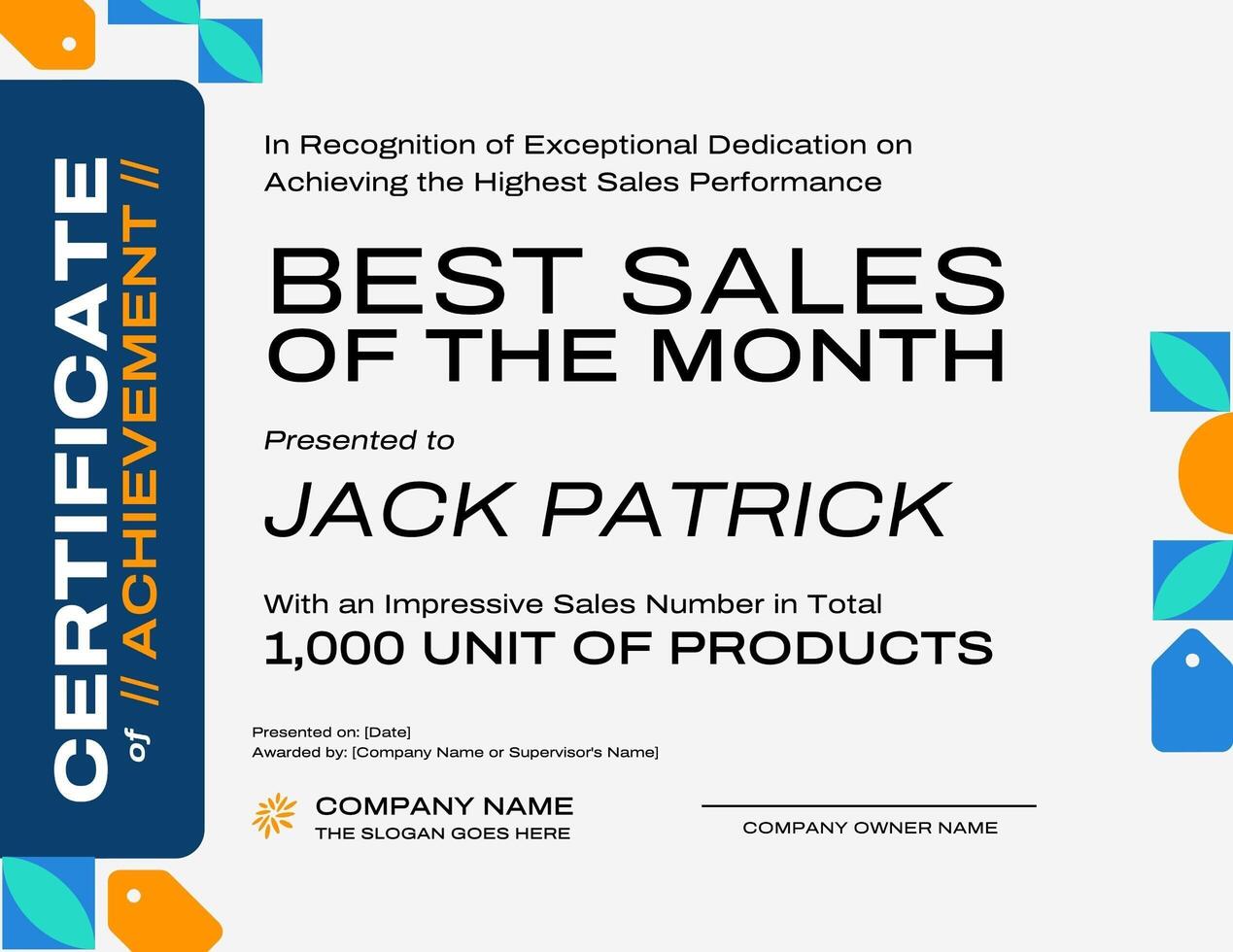 Simple Modern Combo Certificate for the Best Sales of The Month template