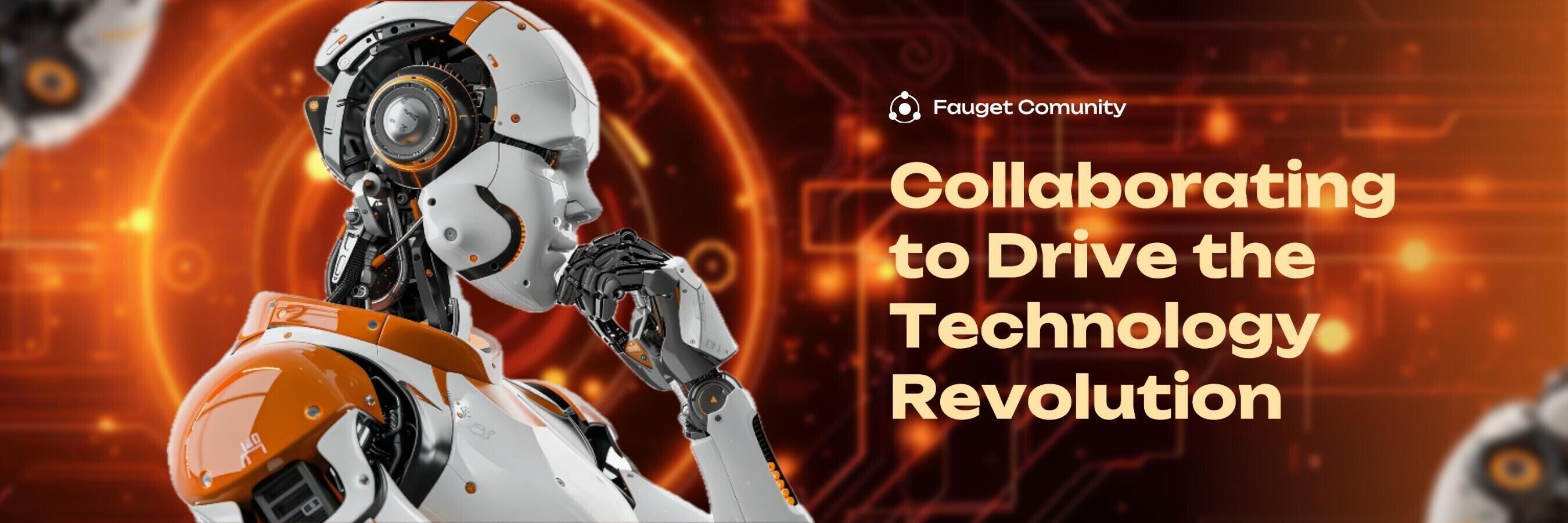 orange neon robotic tech communty twitter header template