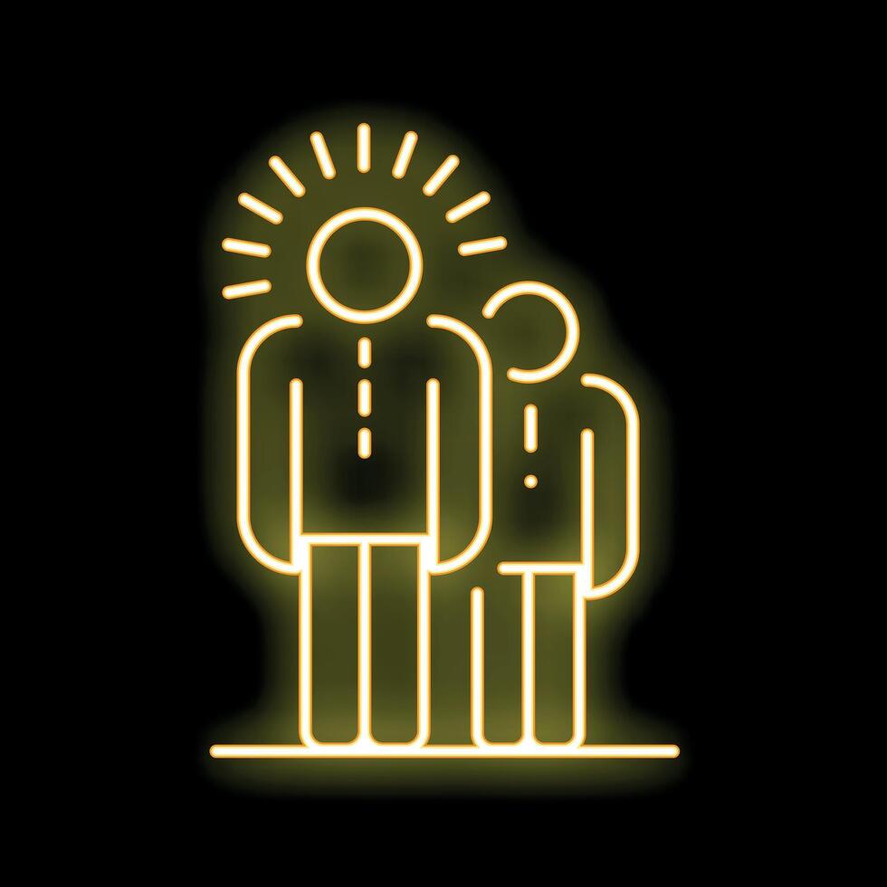Neon icon of a businessman sharing his knowledge with a younger trainee vector