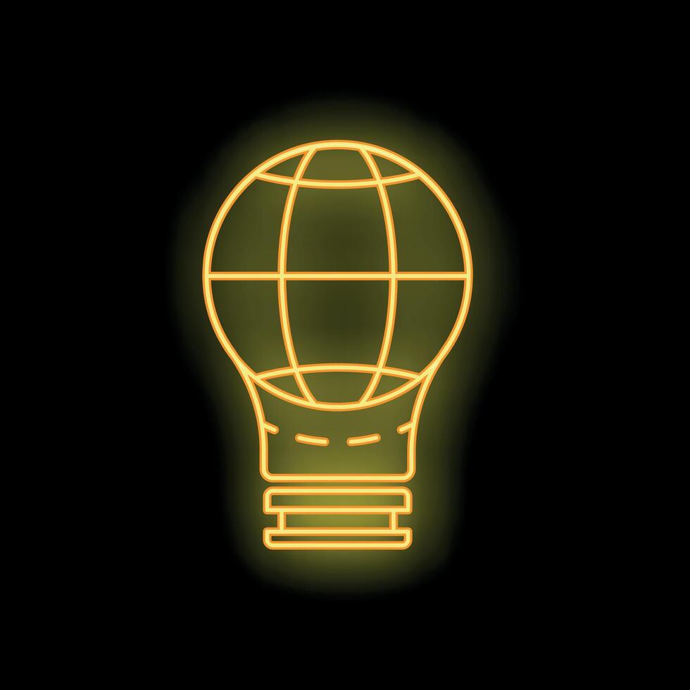Neon lightbulb with planet earth for global ideas and innovation vector