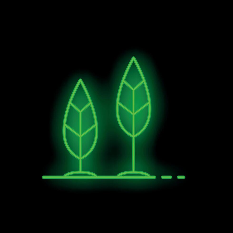 Glowing neon green leaves displaying environmental awareness vector