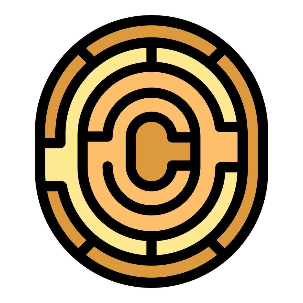 Copyright protection system showing copyright symbol inside a maze vector