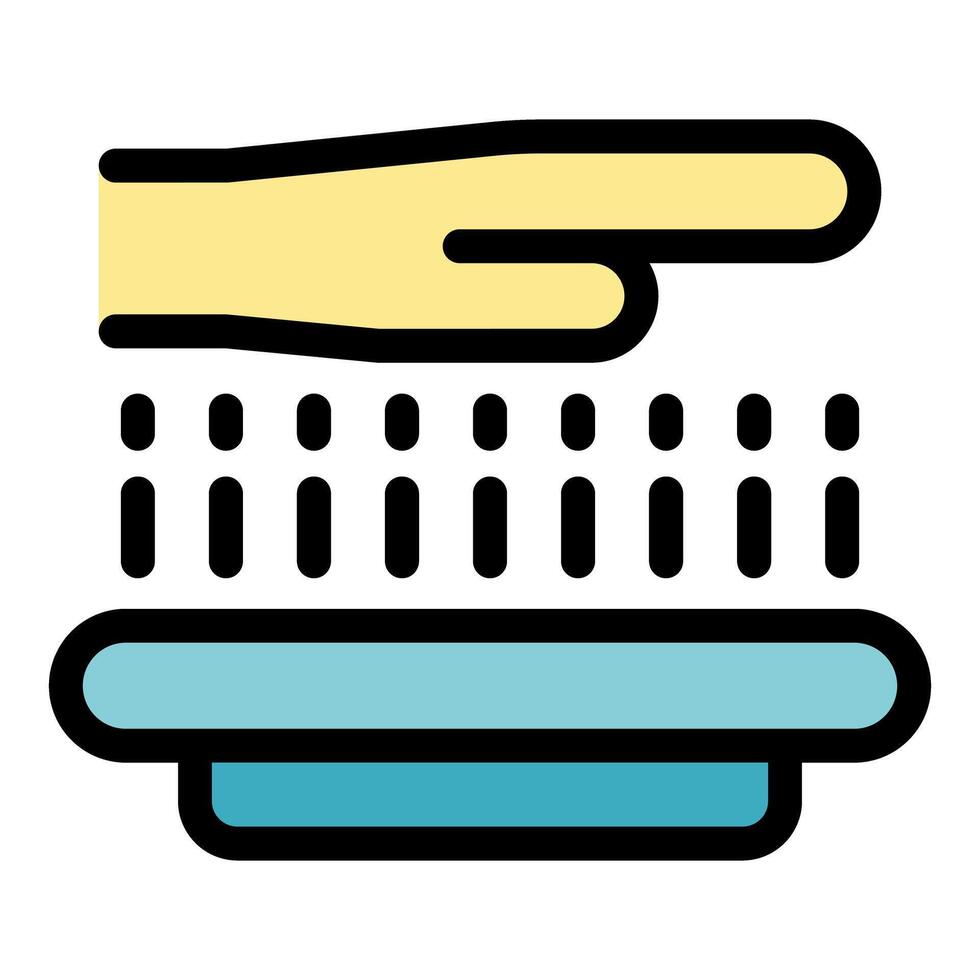 Hand using electronic fingerprint scanner for security access control vector