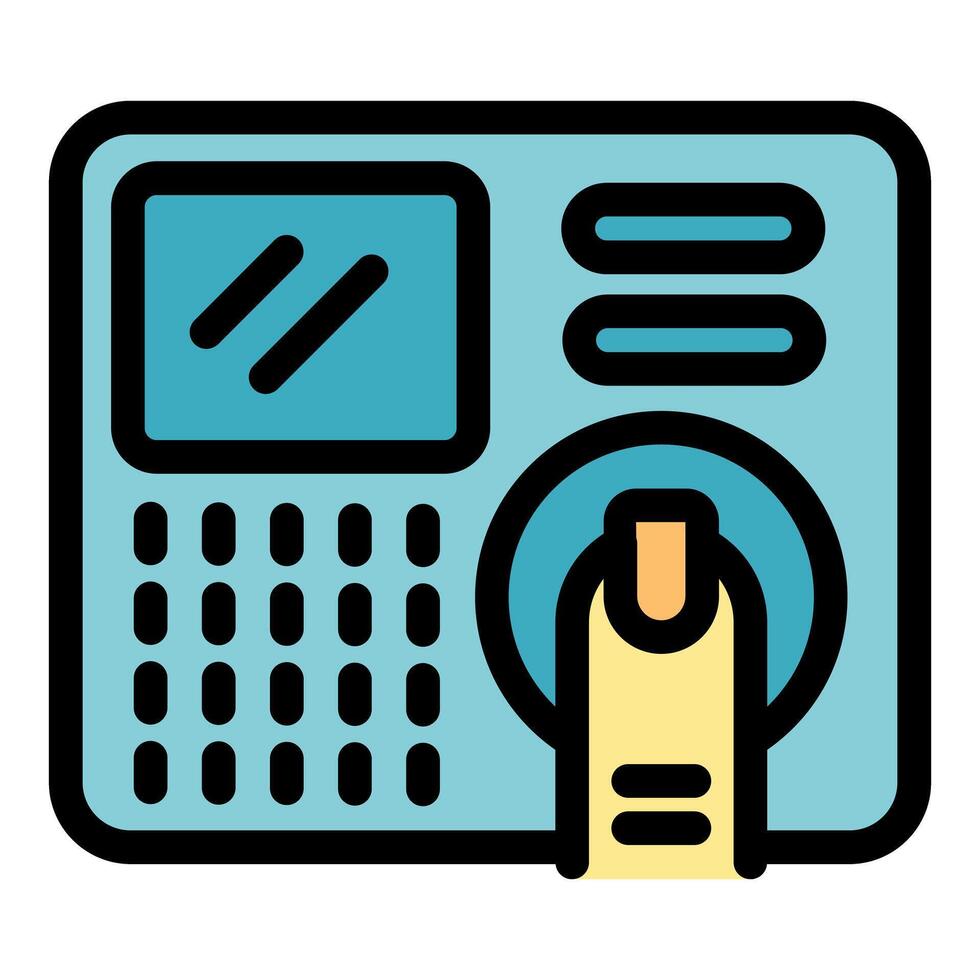 Person using fingerprint scanner for security access control vector