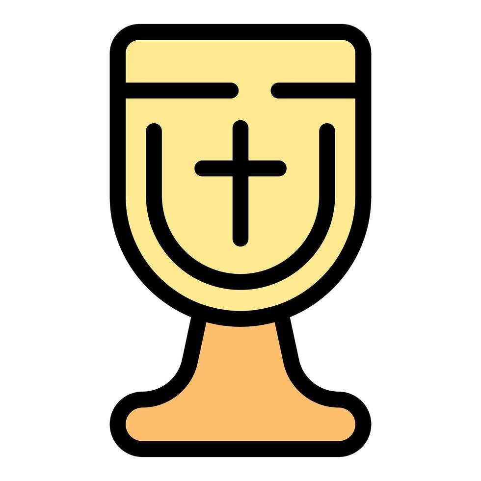 Golden chalice with cross representing communion vector