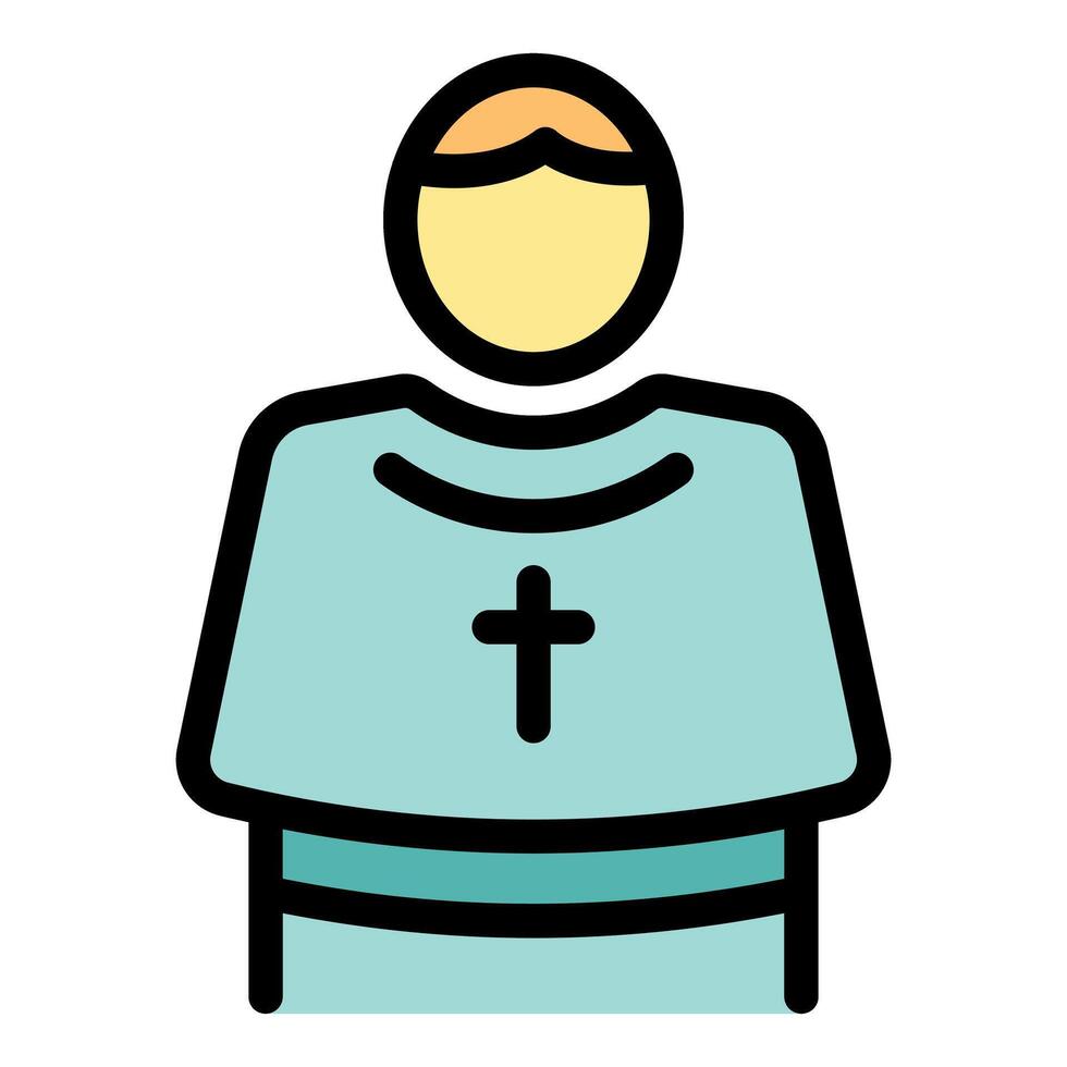 Catholic priest wearing cassock with cross, a religious figure vector
