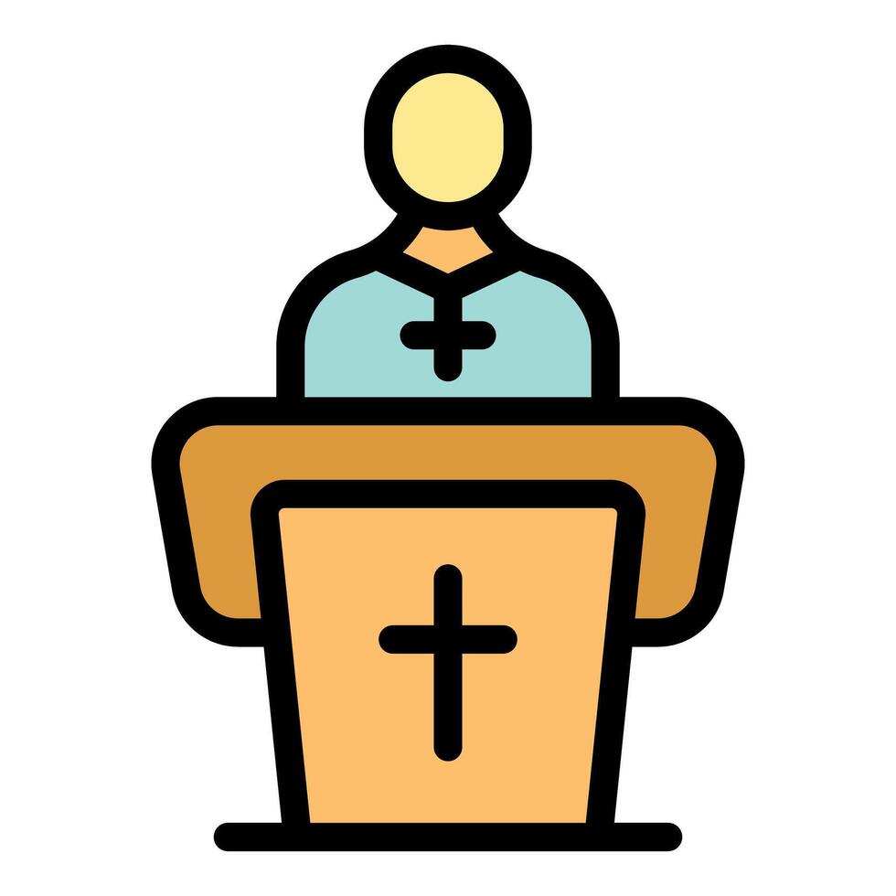 Catholic priest giving sermon from church pulpit icon vector