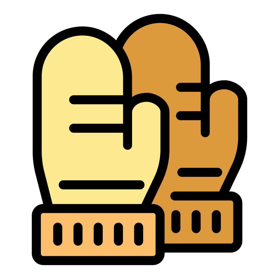 Pair of knitted winter mittens keeping hands warm vector
