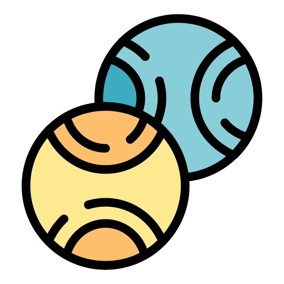 Two planets orbiting around each other in space vector