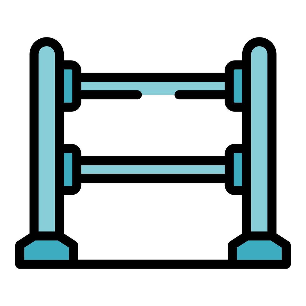Metal barrier limiting access with two horizontal bars on white background icon vector