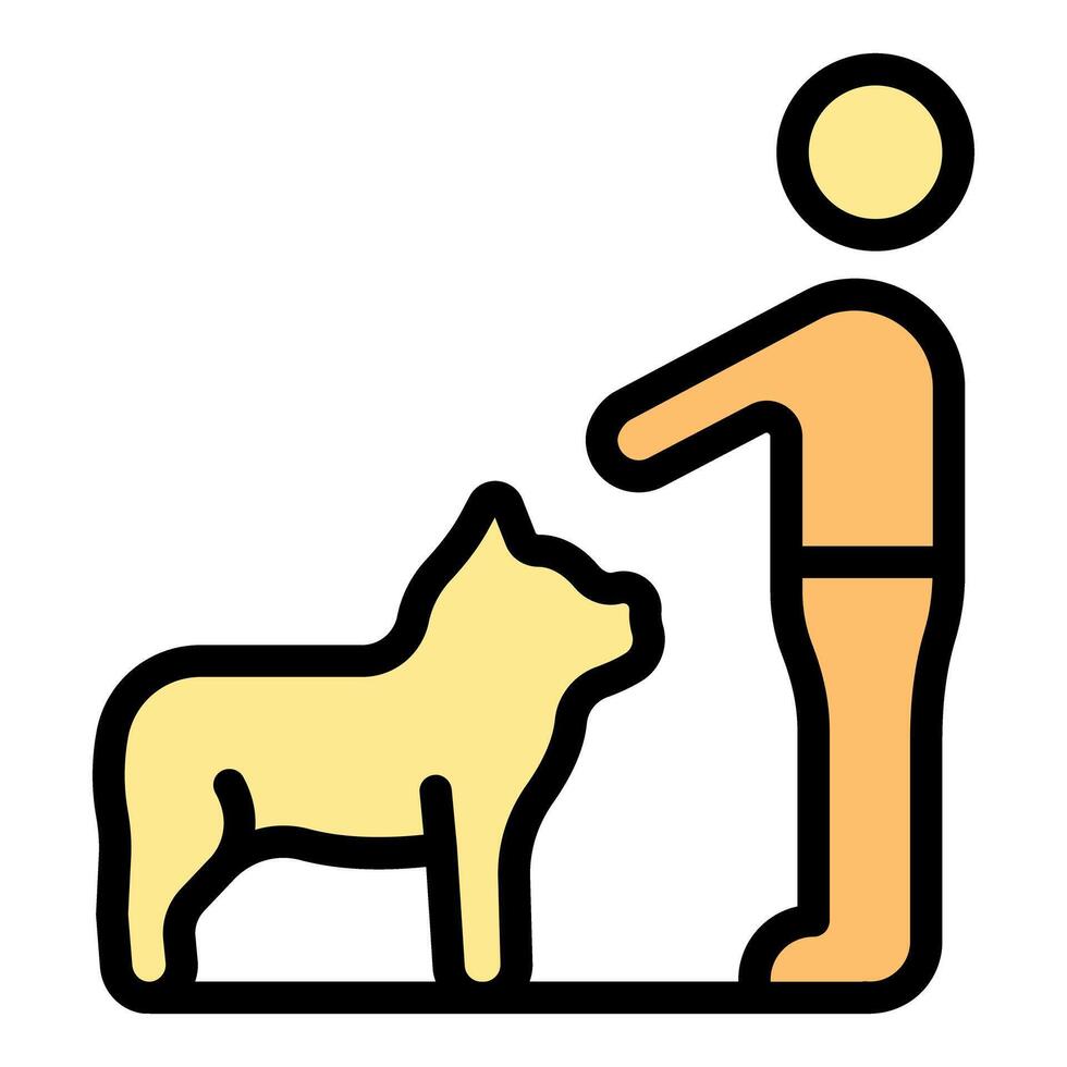 Veterinarian examining a dog with yellow gradient style icon vector