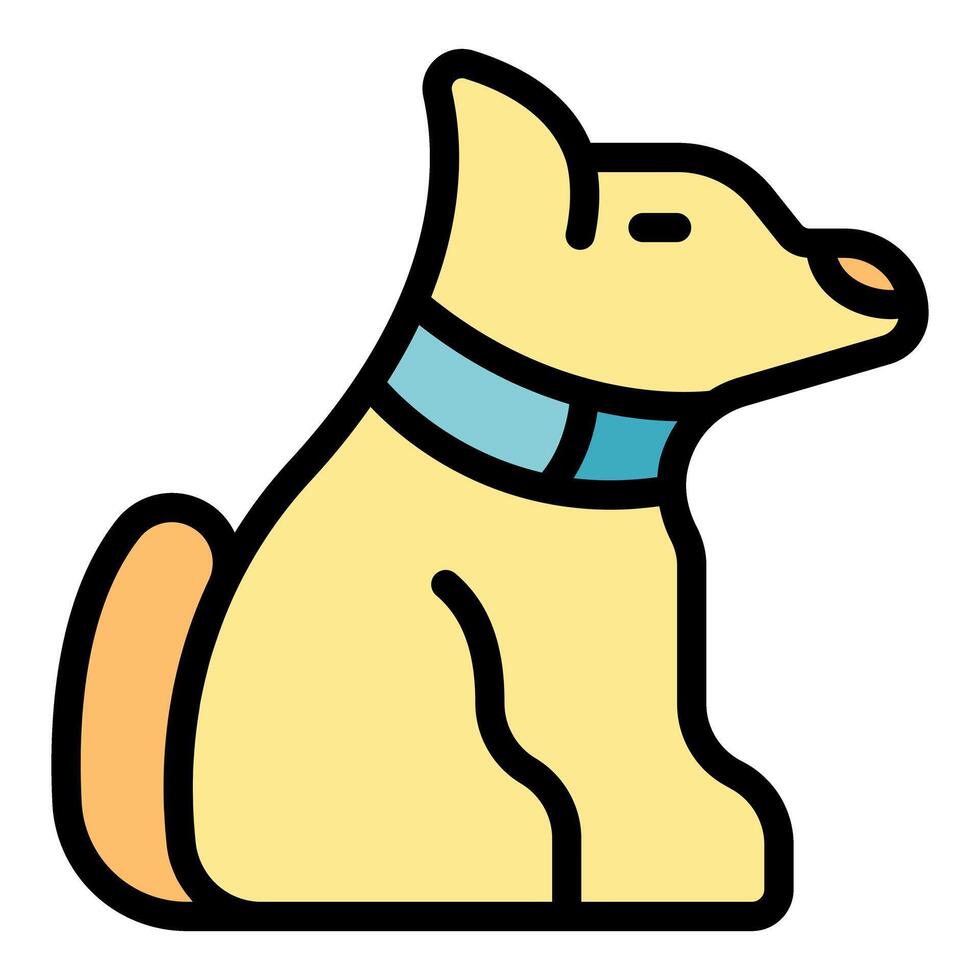 Cute dog wearing collar sitting obediently icon vector