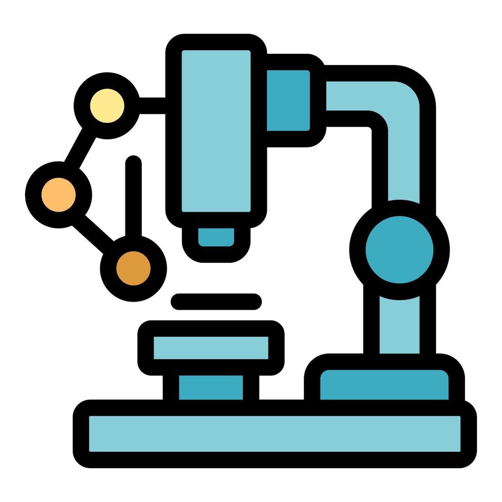 Nanotechnology microscope analyzing molecular structure icon vector