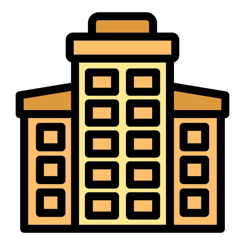 Modern multi storey building with large windows facade icon vector