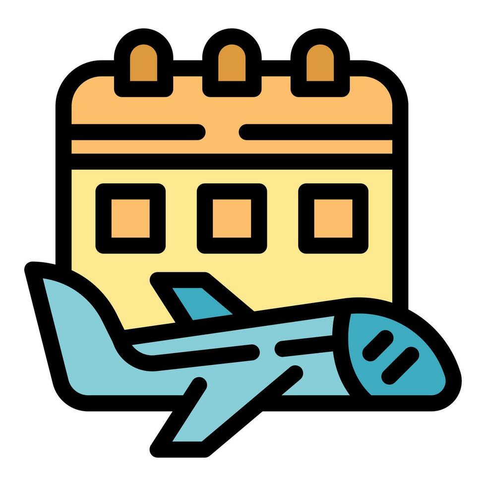 Airplane taking off from calendar representing travel planning vector