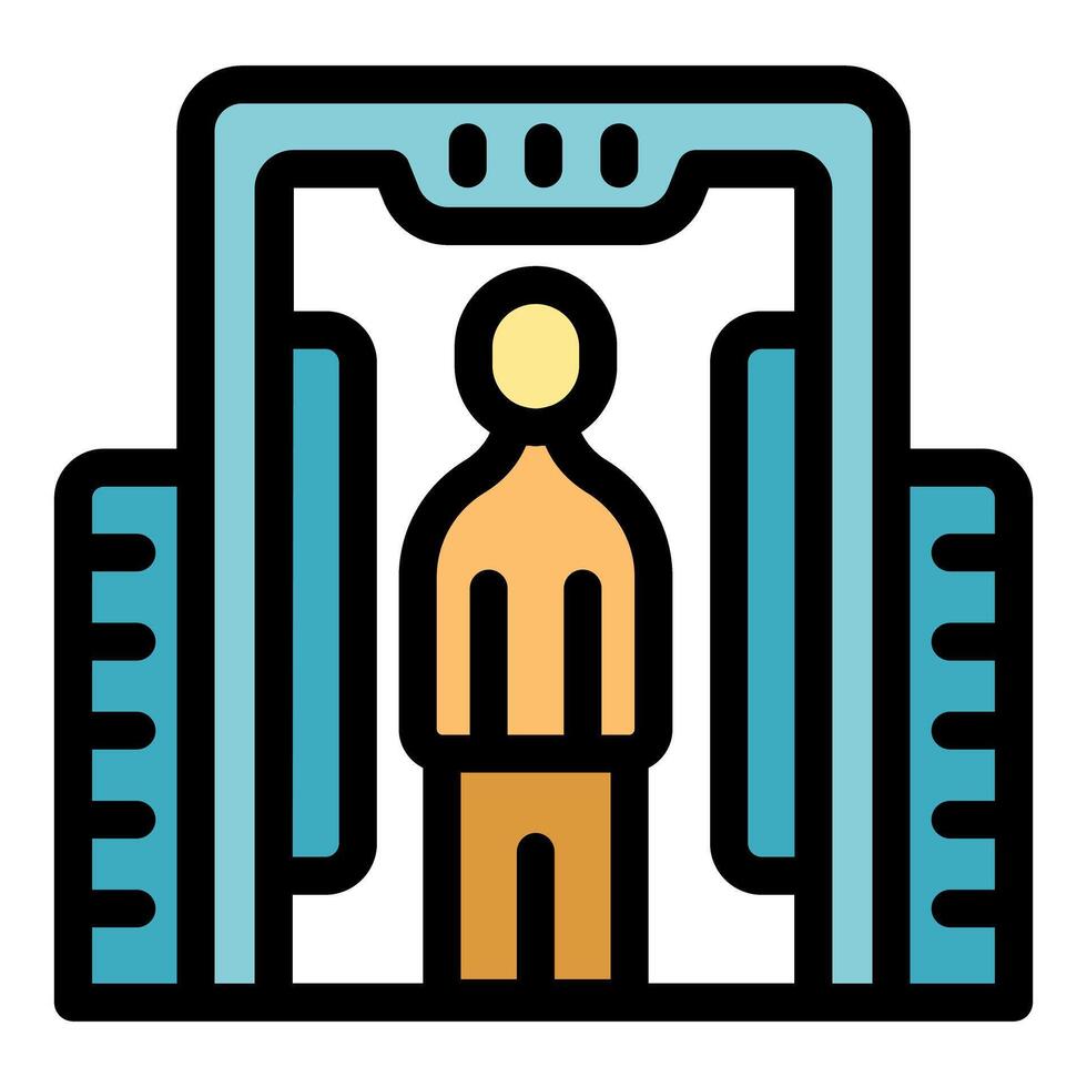 Man passing through airport security metal detector scanner vector