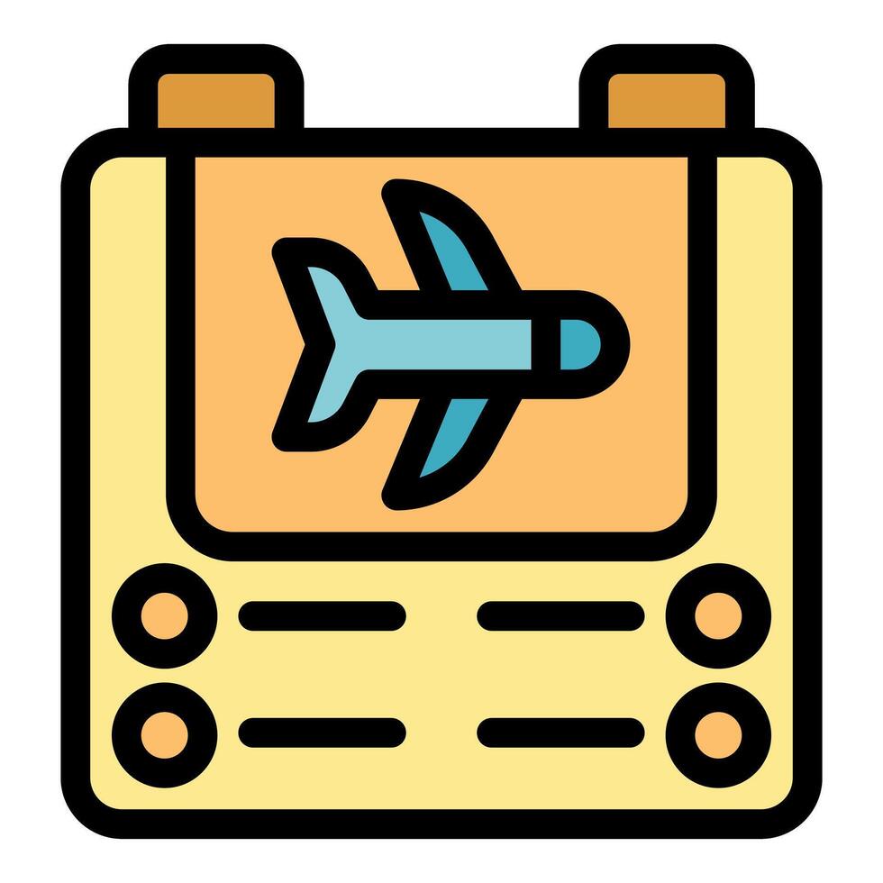 Airport information board showing airplane taking off vector