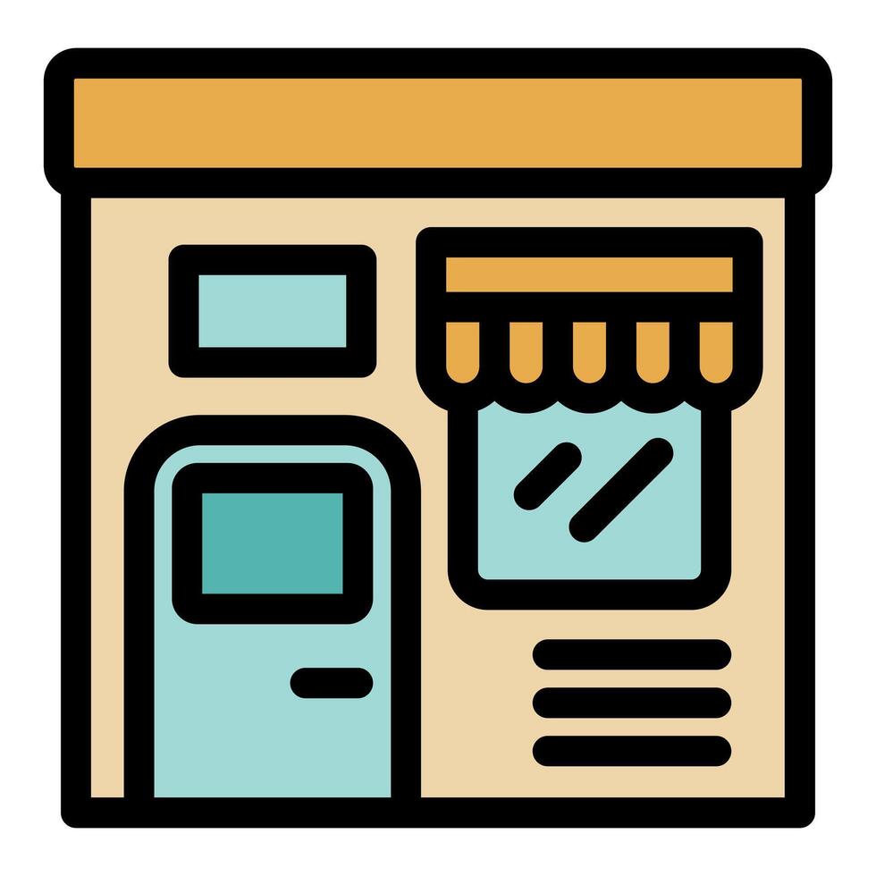 Small business storefront facade with awning and closed sign vector