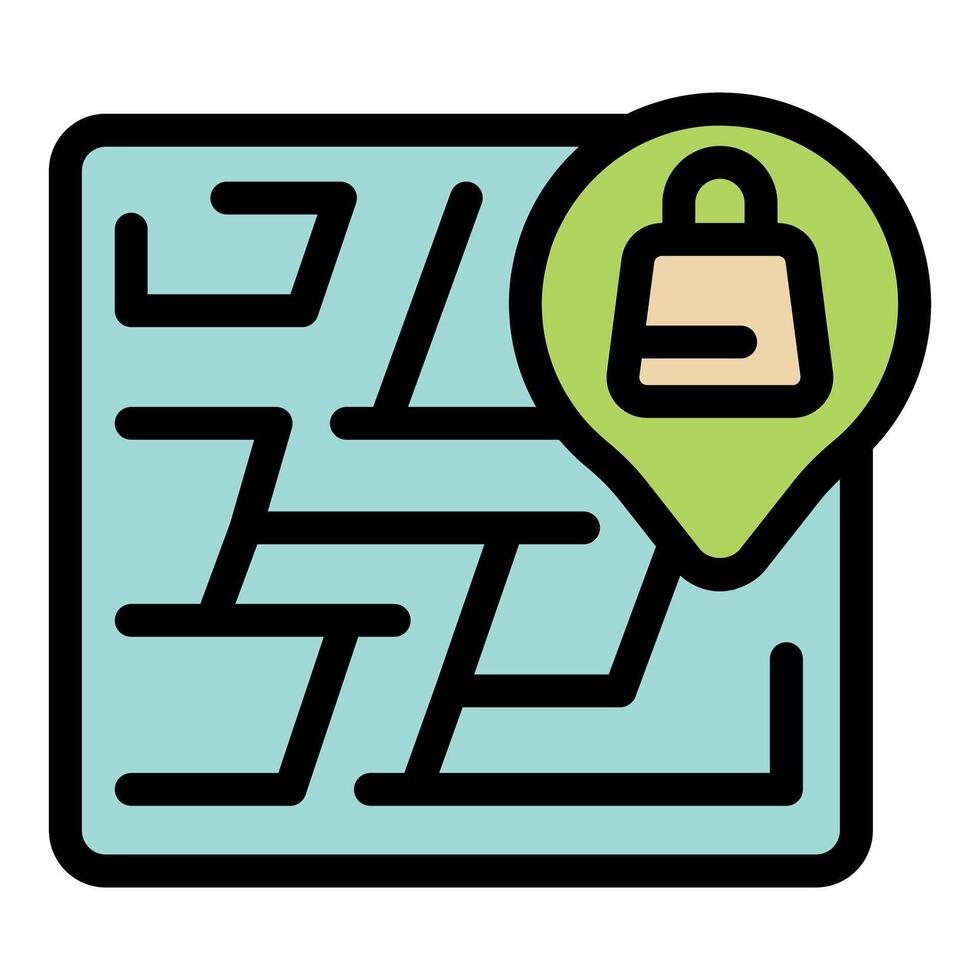 Location pin pointing to a store on a city map vector