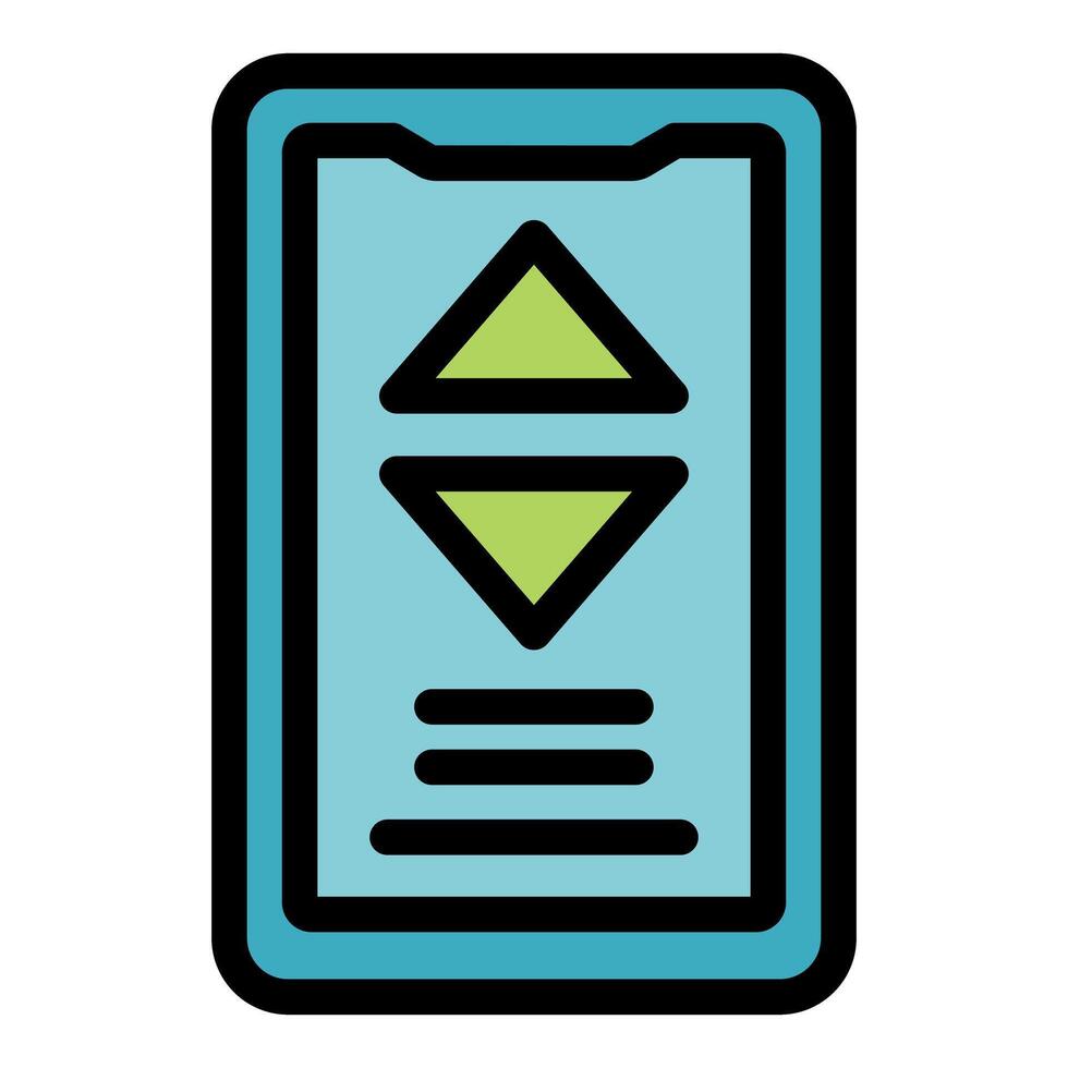 Smartphone app controlling smart home system with up and down arrows vector