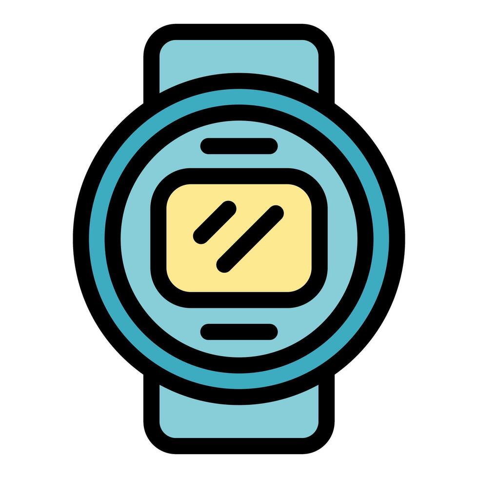 Round smartwatch with big screen showing modern user interface vector
