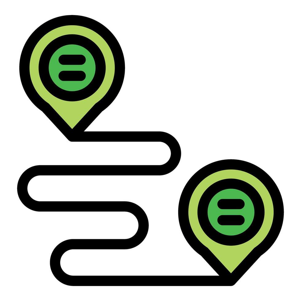 Gps navigation showing route with two pins and path line vector