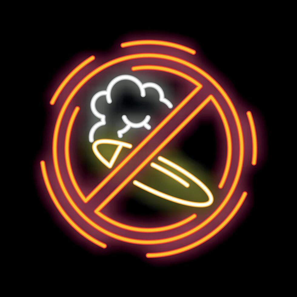 Neon sign showing a cigarette with smoke crossed out vector