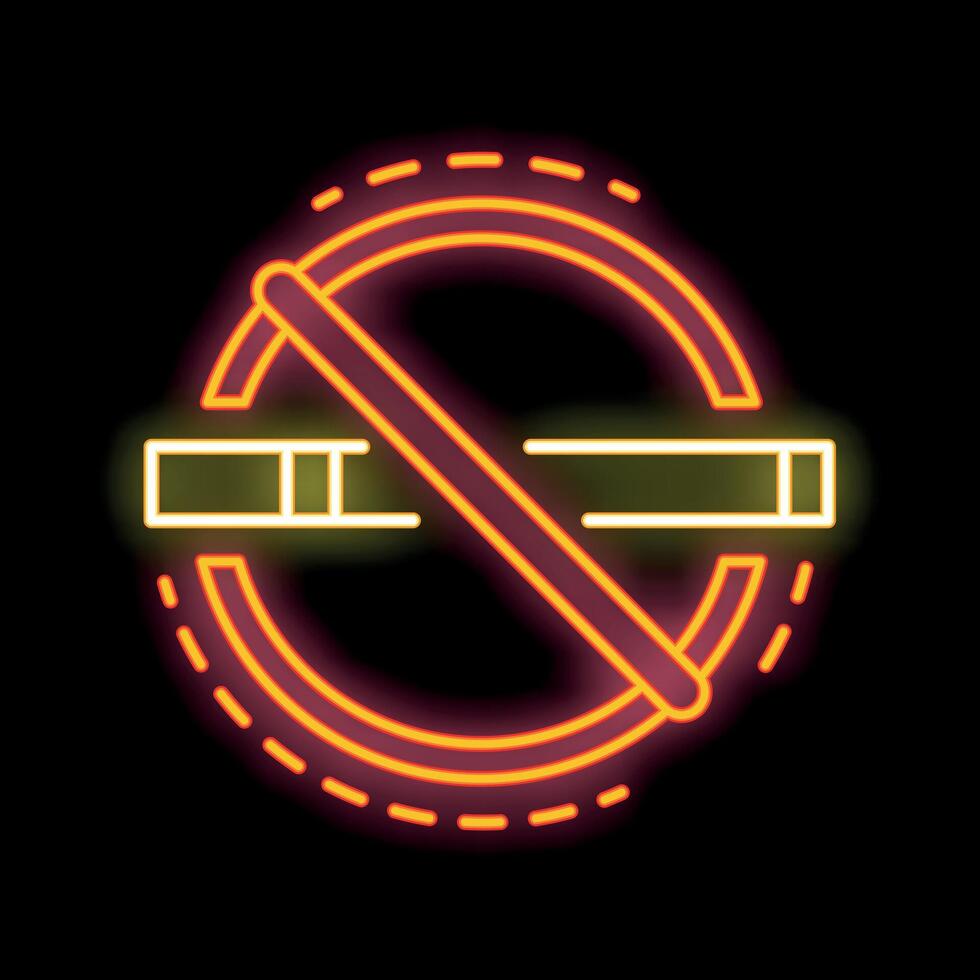 Glowing neon no smoking sign with cigarette on black background vector