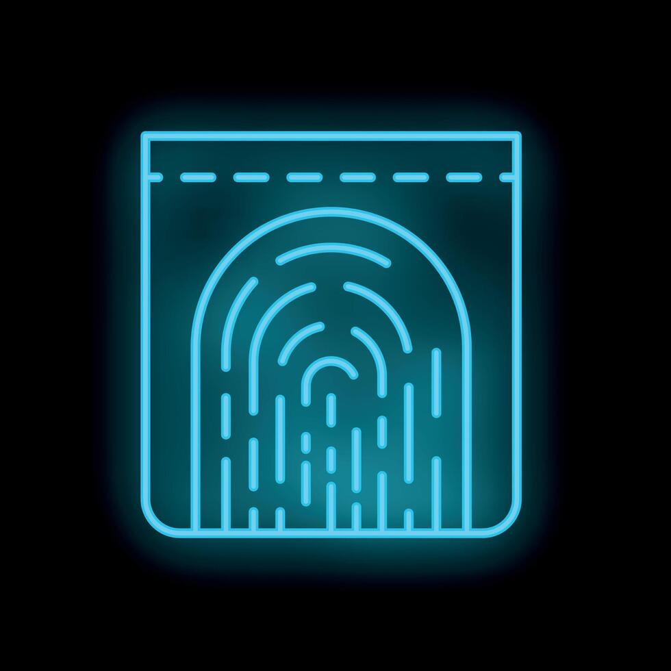 Neon fingerprint glowing on black background vector