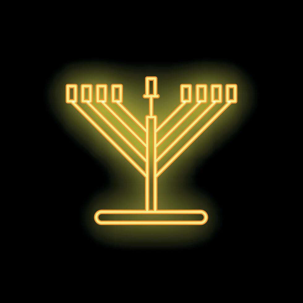 Neon yellow hanukkah menorah shining in the dark background vector