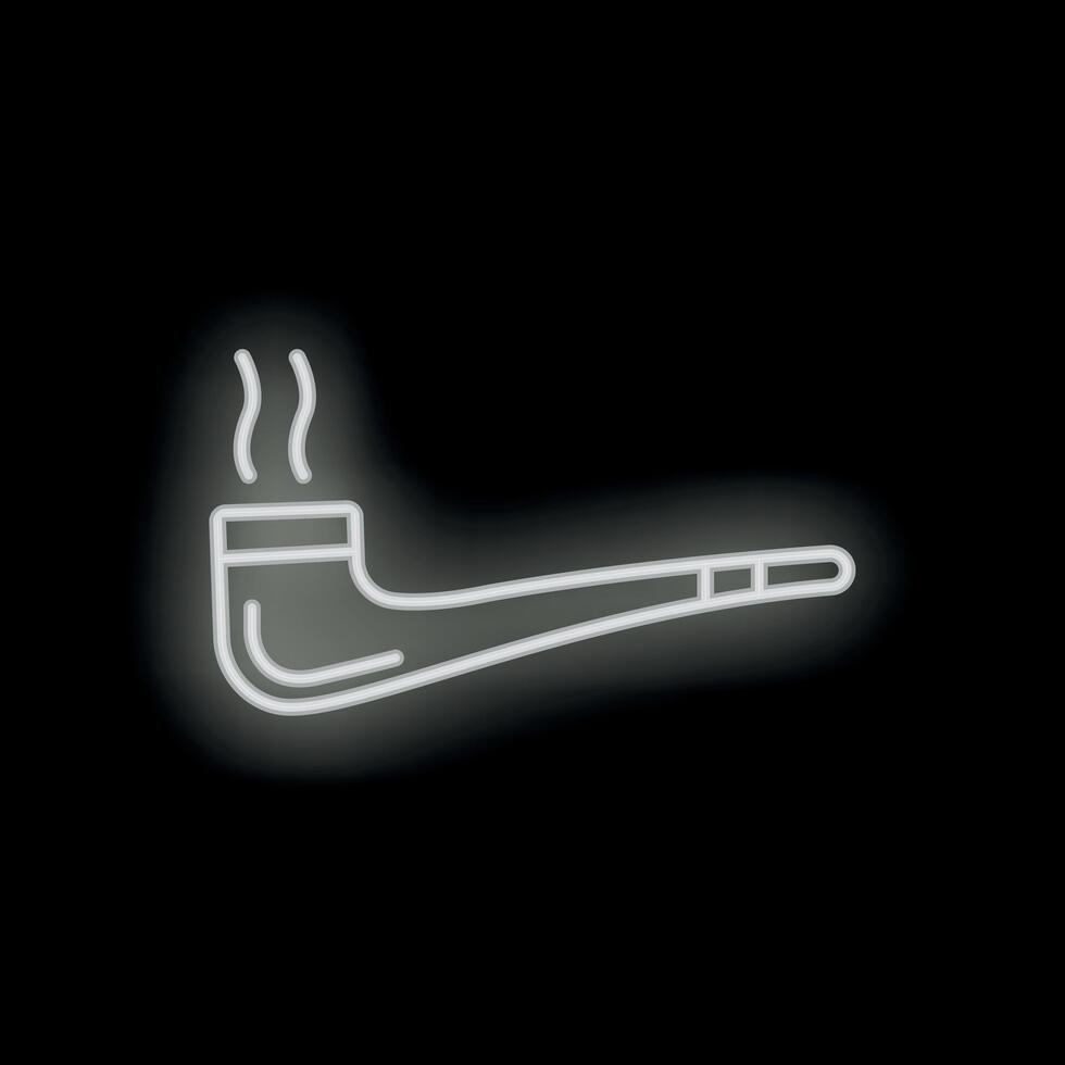 White neon sign of a smoking pipe on a black background vector
