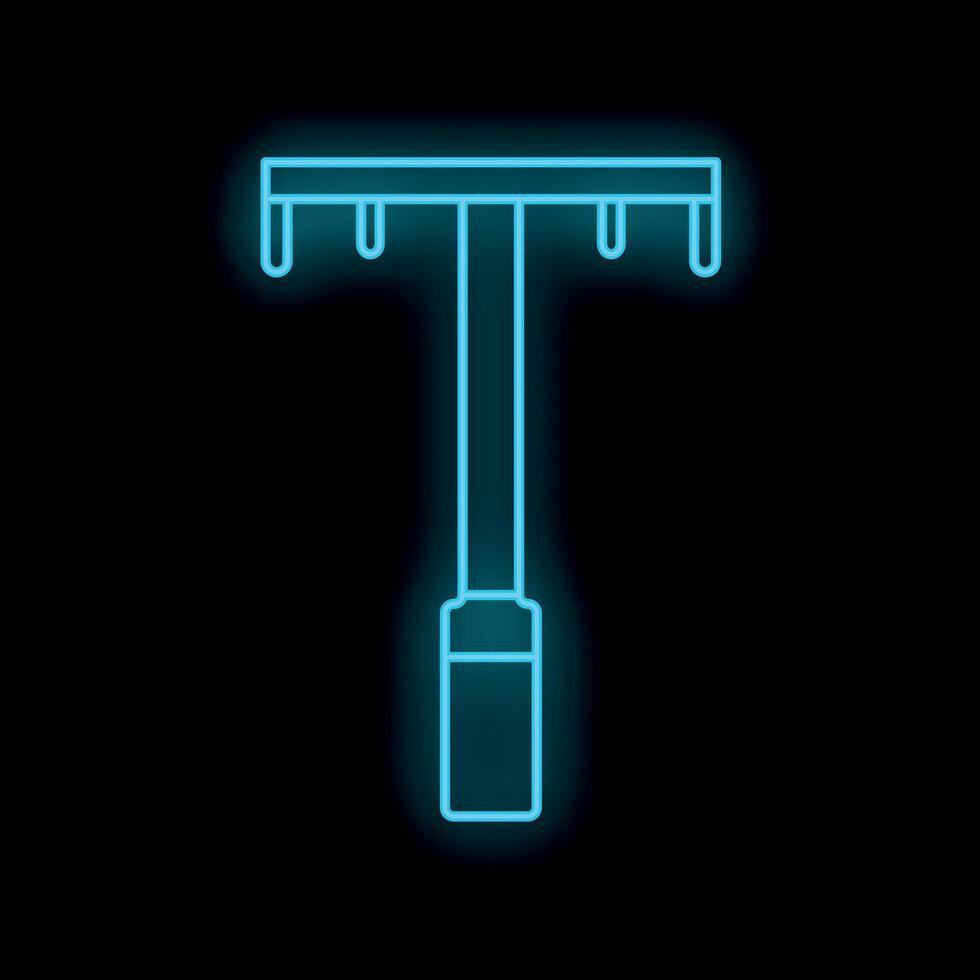 Glowing neon line iv bag icon isolated on black background, intravenous infusions bag concept vector