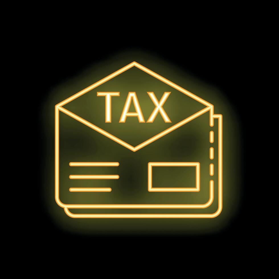 Neon icon of tax form with envelope representing tax season vector