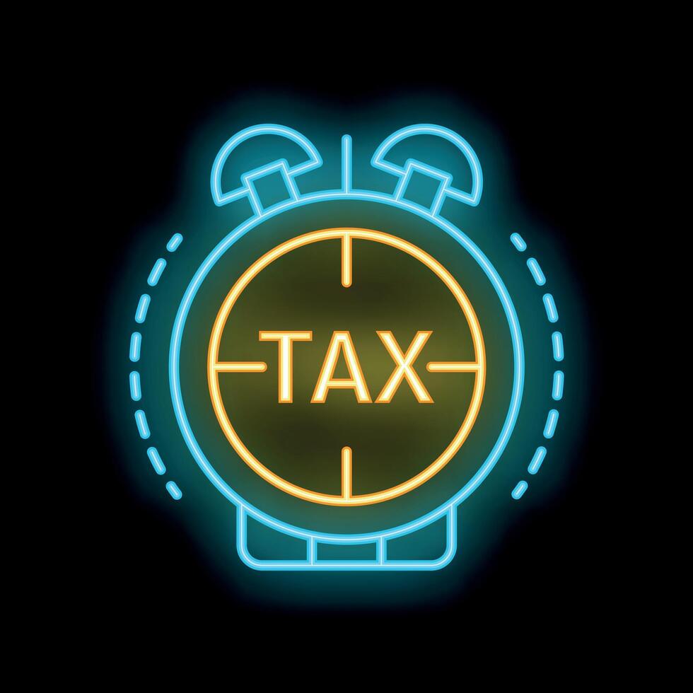 Neon clock showing tax time approaching vector