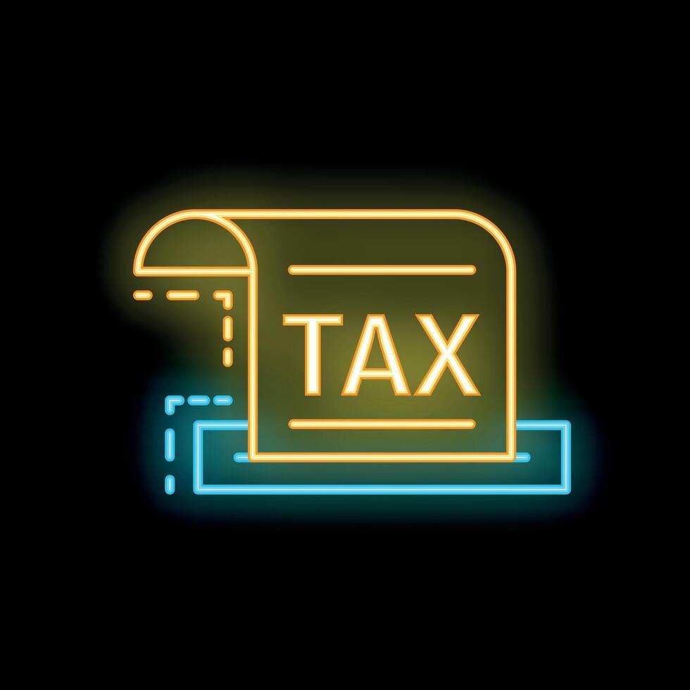 Neon sign representing tax form for financial concepts vector