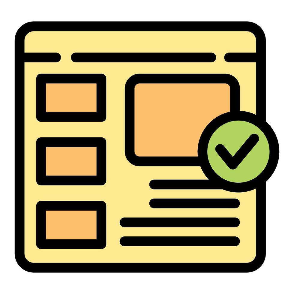 Website page being optimized with check mark symbol for search engine vector