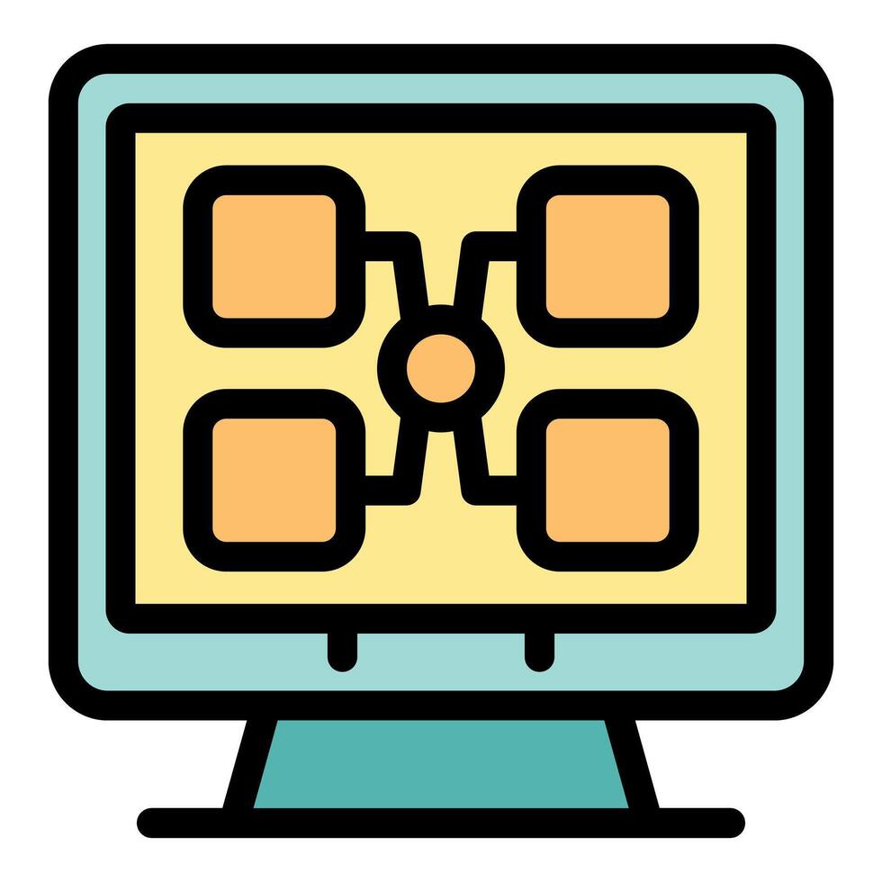 Computer displaying a mind map for brainstorming new ideas vector