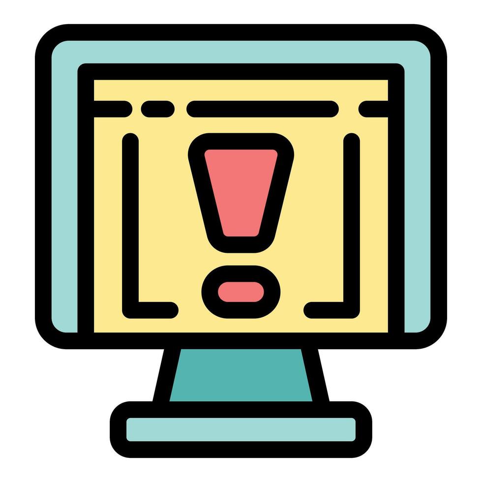 Computer screen displaying important warning message icon vector