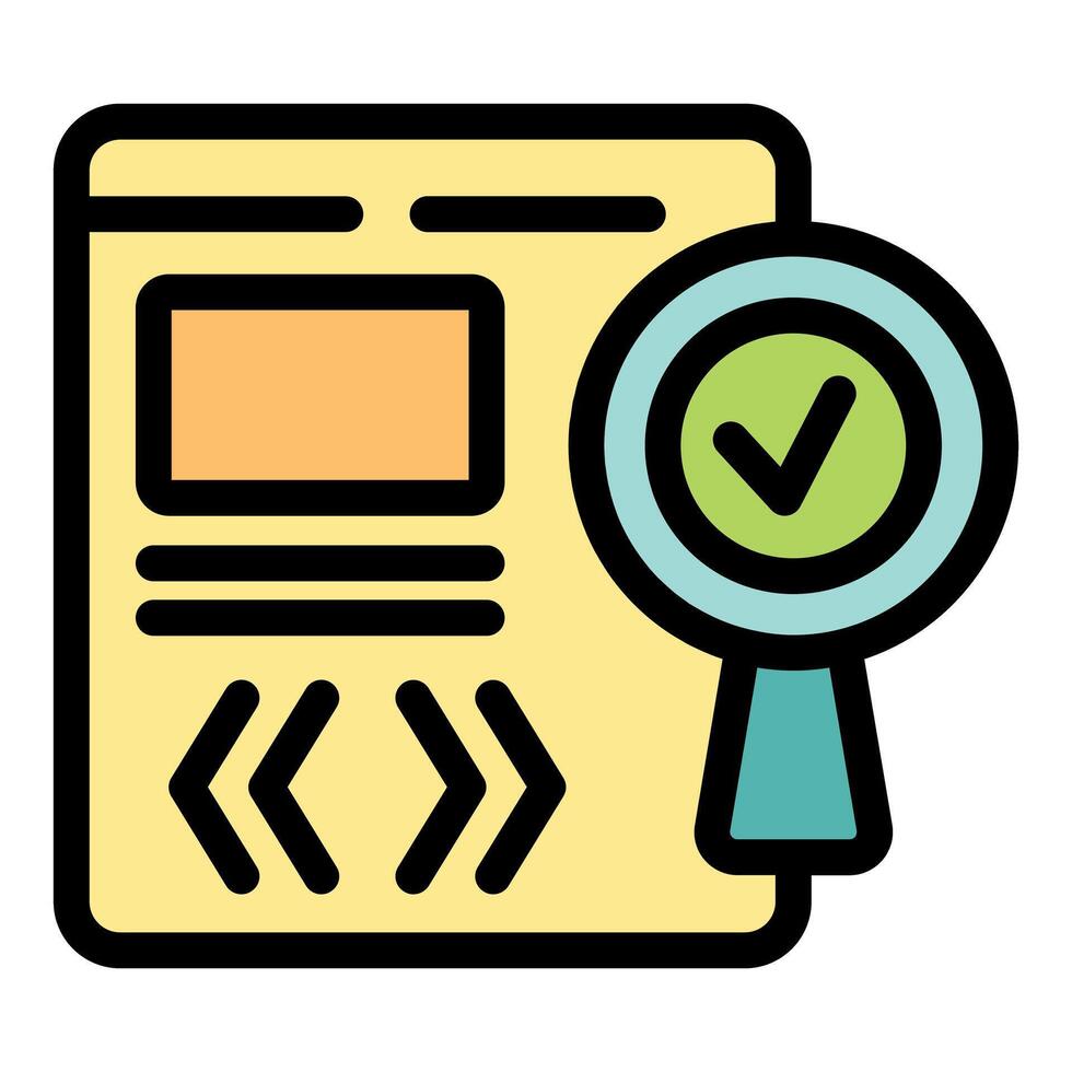 Magnifying glass validating web page content, a symbol of online trust and verification vector
