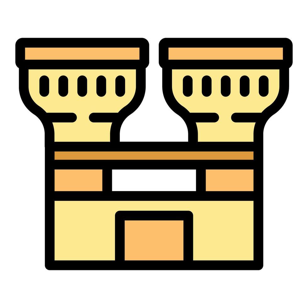 Simple colored line icon of medieval castle, pixel perfect vector illustration