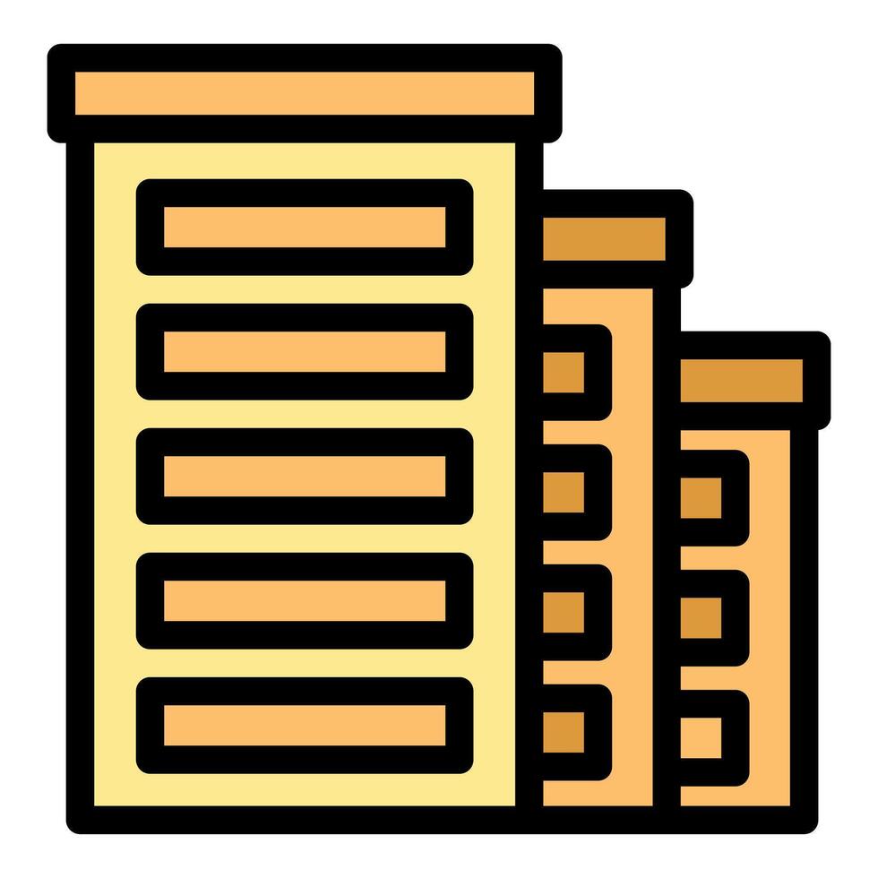Three buildings with windows forming a cityscape facade vector